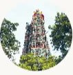 Colourful temple tower near Manipal