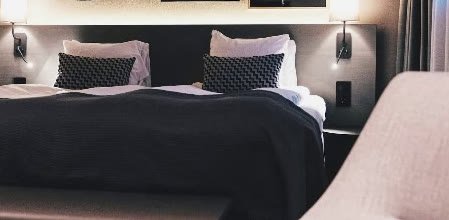 Deluxe King room with dark interiors